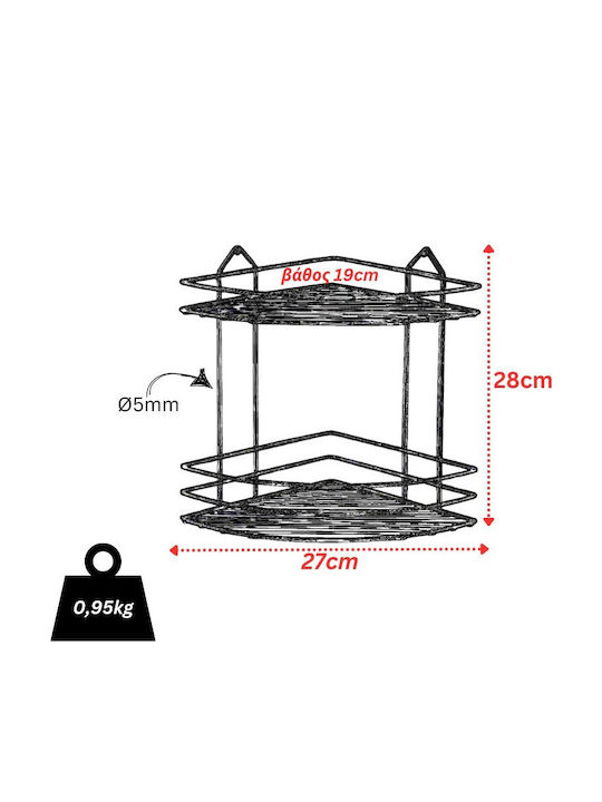 Tekno-Tel Corner Wall Mounted Bathroom Shelf Inox 27x19x28cm Silver