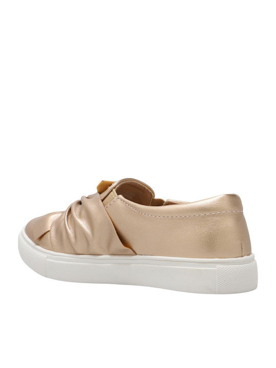 Kids Leather Ballerinas Gold