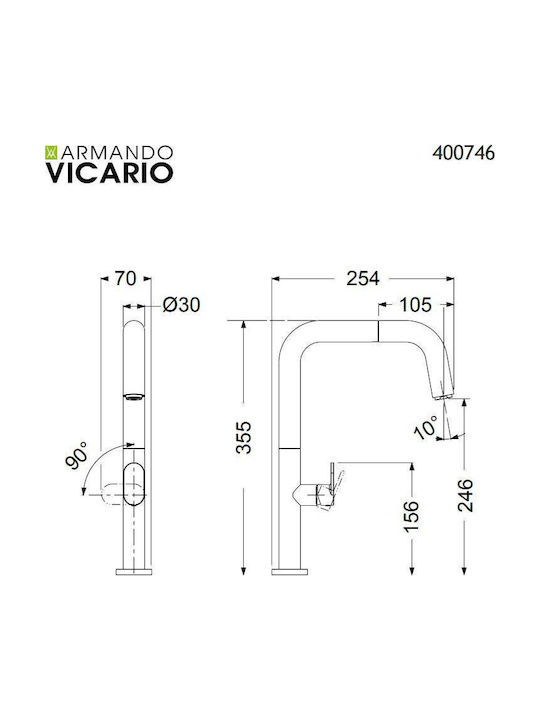 Armando Vicario Eva Kitchen Counter Faucet with Pull-Out Spray Bronze