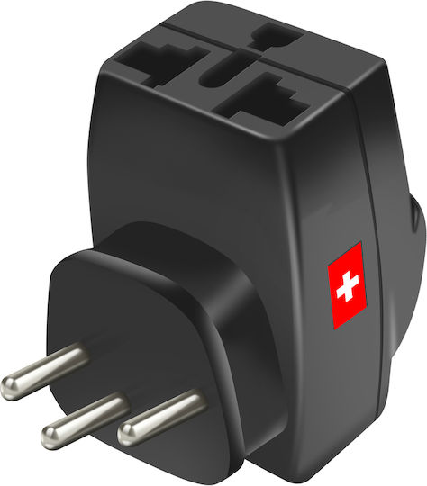 Akashi Travel Adapter Socket Type J Switzerland 3 Universal Outlets Black