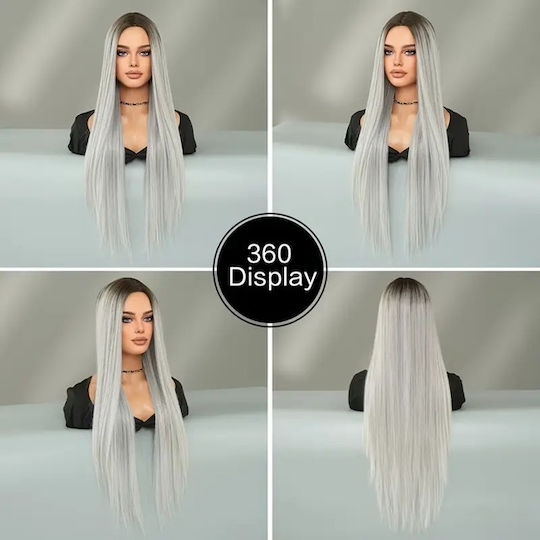 Animis Beauty Perucă cu Păr Sintetic în Gri Culoare 80cm