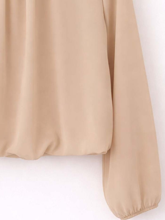 Bluza Damă Mânecă Lungă Bej Kelly Top BG