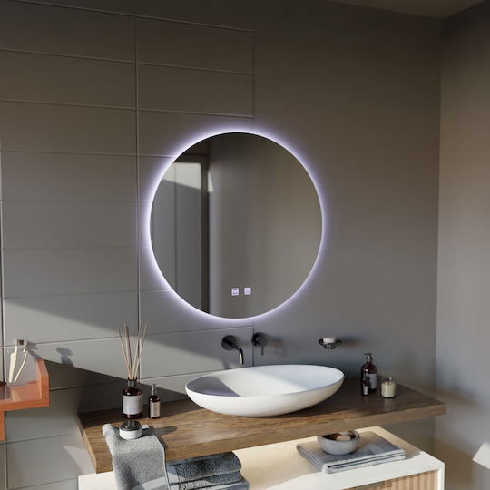 Alista Home Στρογγυλός Καθρέπτης Μπάνιου Led Αφής 60x60cm