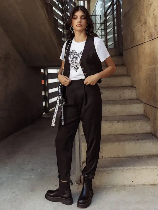 Women's Suit Vest Trousers Black Size S