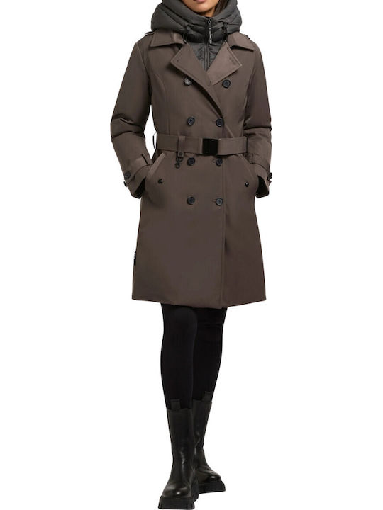 Γυναικείο Puffer Μπουφάν για Χειμώνα Grey