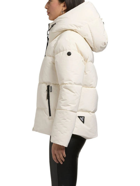 Women's Puffer Jacket for Winter with Hood White