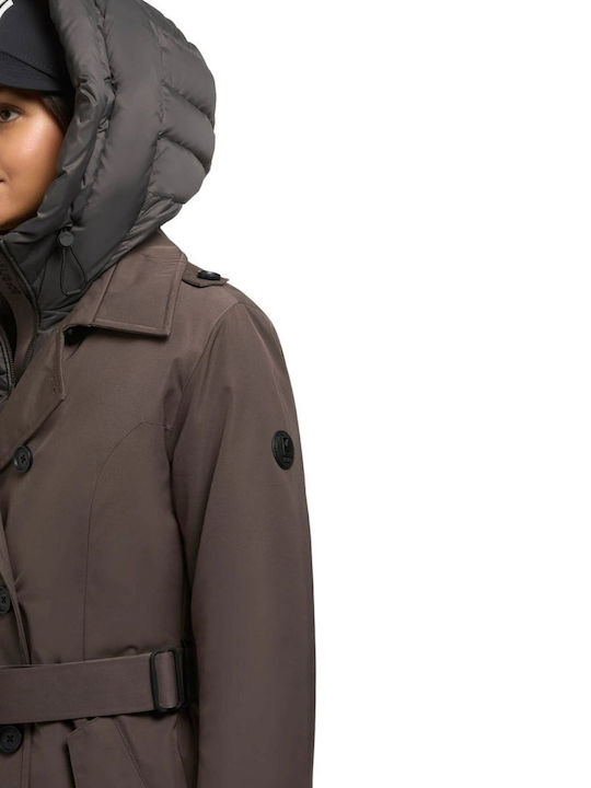 Γυναικείο Puffer Μπουφάν για Χειμώνα Grey