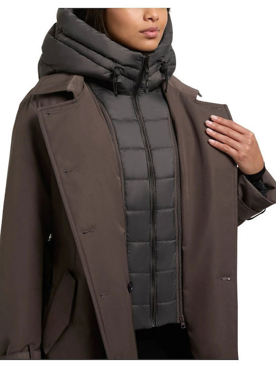 Γυναικείο Puffer Μπουφάν για Χειμώνα Grey