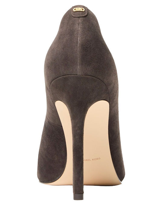Suede Γόβες με Ψηλό Τακούνι Καφέ