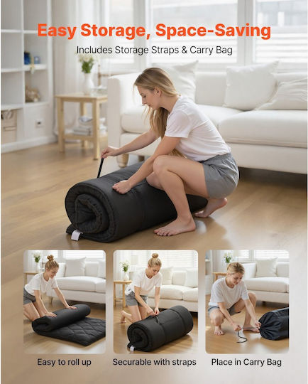 Vevor Στρώμα Γυμναστικής Pilates Μαύρο (203.2x99.1x8.9cm)