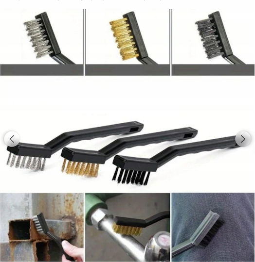 Set 3 Brushes Steel; Brass; Nylon Cleaning 166 Mm