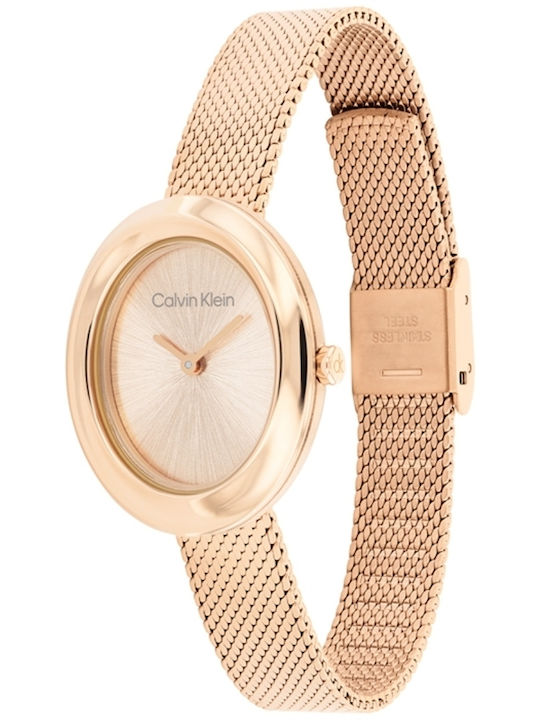 Calvin Klein Twisted Bezel Ceas de Damă cu Roz Brățară Metalică