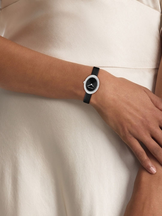 Calvin Klein Twisted Bezel Ceas de Damă cu Negru Brățară Metalică