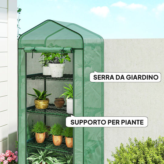 Outsunny 845-228V05GN Greenhouse Type House with Shelves 0.69x0.5x1.65m