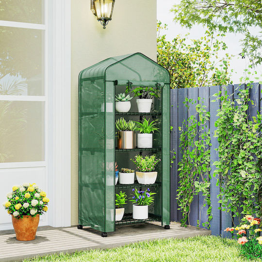 Outsunny 845-228V05GN Greenhouse Type House with Shelves 0.69x0.5x1.65m