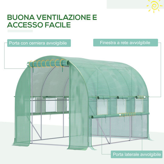 Outsunny 845-611GN Greenhouse Tunnel with Metal Frame 2.95x2x2m
