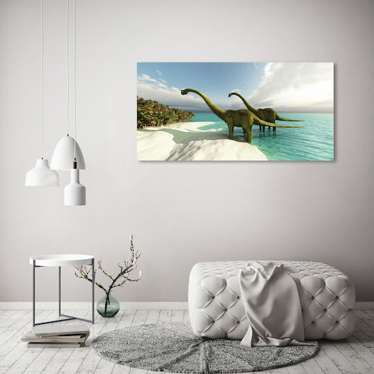 Kinder Wandkunst Kein Rahmen Canvas Dinosaurier Am Strand 120x60 cm