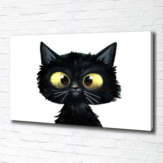 High Quality Canvas Wall Art Cat Illustration 100x70 Cm