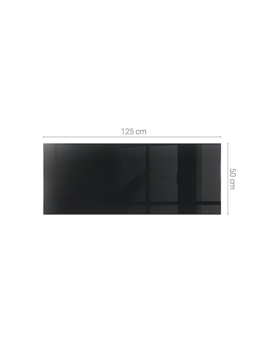 Panou Rectangular Din Sticlă Securizată Neagră Fără Modele 125×50 Cm