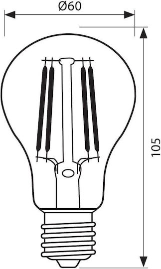 Vivalux Λάμπα LED 6W για Ντουί E27 και Σχήμα A60 Θερμό Λευκό 650lm