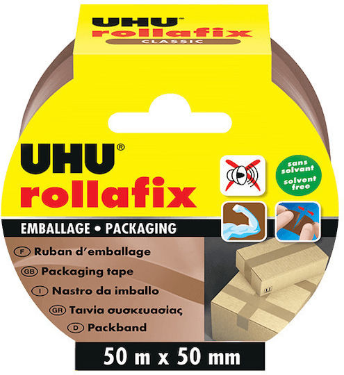 UHU Verpackungsfolie Rollafix Stumm 50mm x 50m in Braun Farbe