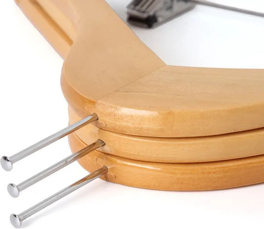 Set 30 Cârlige Metalice Anti-Furt Din Lemn Natural Pentru Hotel Unicutil
