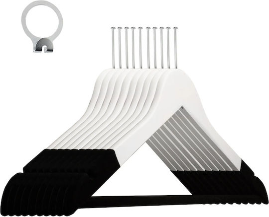 Set 30 Cârlige Anti-Furt Pentru Hotel Marginile Catifea Design Clasic Alb-Negru