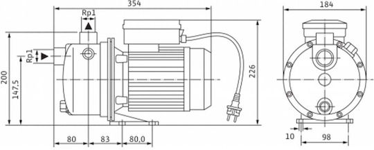 Wilo Wj 203 X Pompa de apă de suprafață electrică cu aspirație automată 1hp