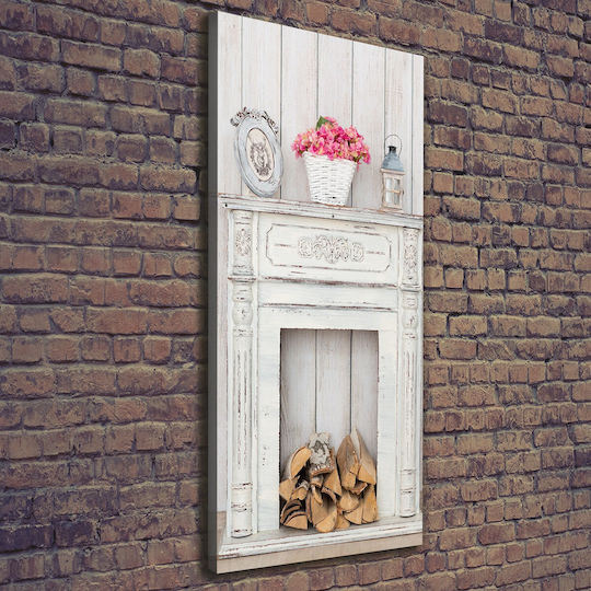 Panou De Perete Pânză Decorațiune Durabilă Focar Din Lemn 50x125 Cm