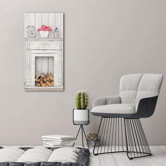 Wandbild Segeltuch Langzeitdekoration Holzofen 50x100 cm