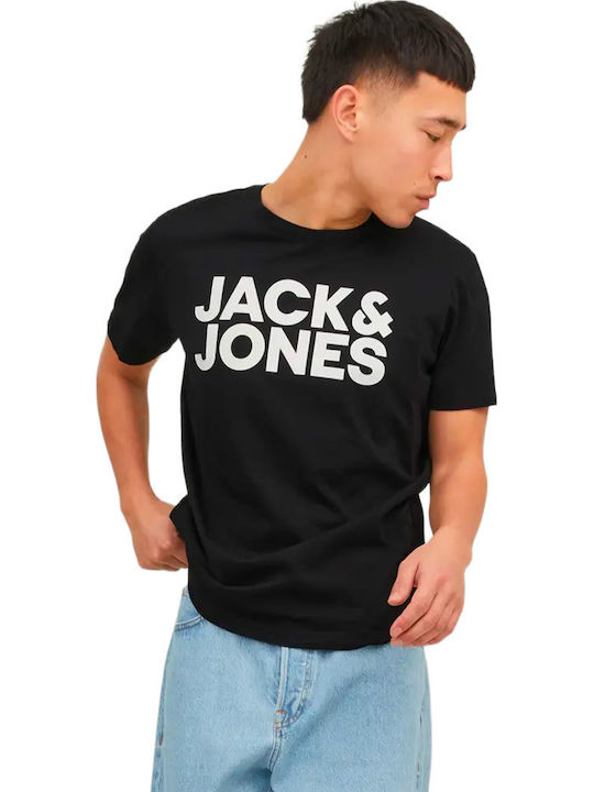 Logo T-shirt Jet Black Print-White