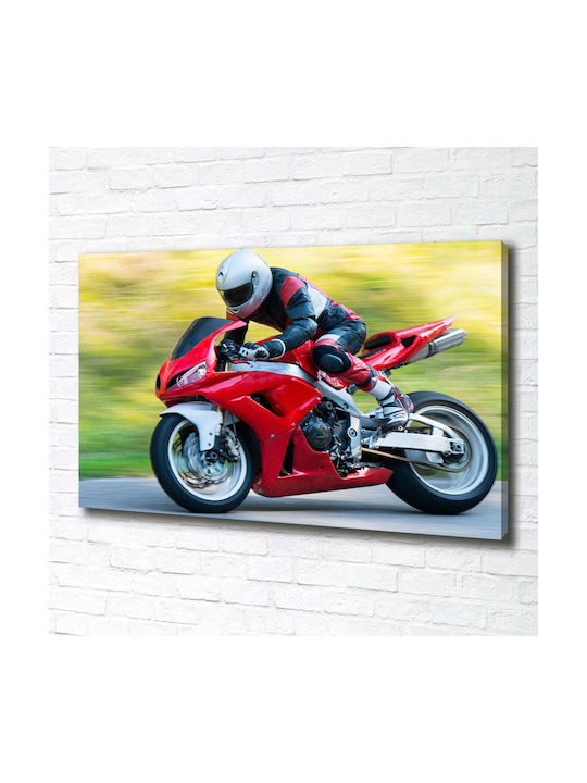 Tablou Decorativ Pânză Decorațiune Interioară Motocicletă 100x70 Cm