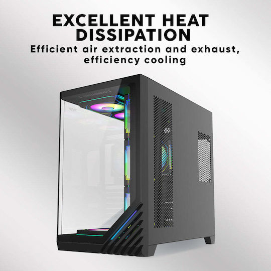 Armaggeddon X-CURVE Giga 10 Gaming Midi Tower Computer Case with Side Window and ARGB Lighting Black