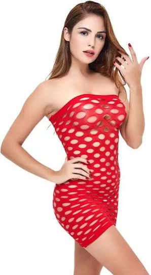 Rochie Sexy Decupată Elastică Din Plasă Pentru Femei Roșie
