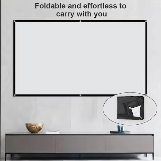 Πανί Προβολής Προτζέκτορα 100 Ιντσών 220cm*142cm Λευκού Μαύρο Φόντο