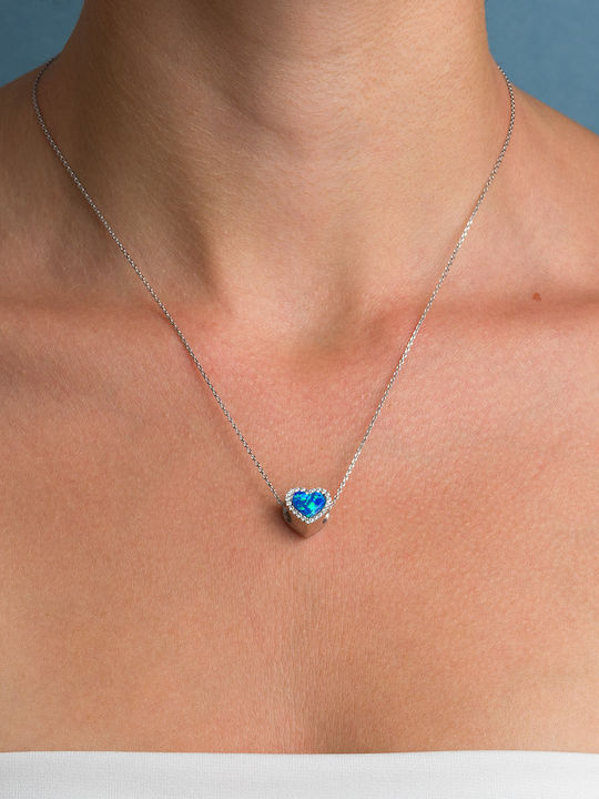 George Art Jewels Hängender Herz Charm aus Vergoldetem Silber mit Blauem Zirkon