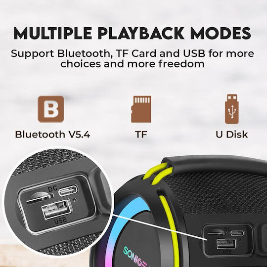 Sonic Gear SonicGo! Boom 2 Ηχείο Bluetooth 10W με Διάρκεια Μπαταρίας έως 5 ώρες Μαύρο