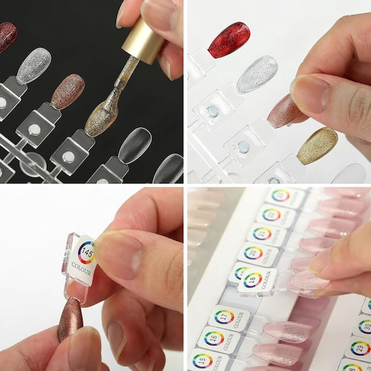 Magnetic Color Chart Book for 120 Nail Polish Slots & Magnetic Gel Clear Almond Tips