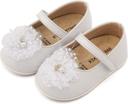 Babywalker Βαπτιστικές Δερμάτινες Μπαλαρίνες Λευκές