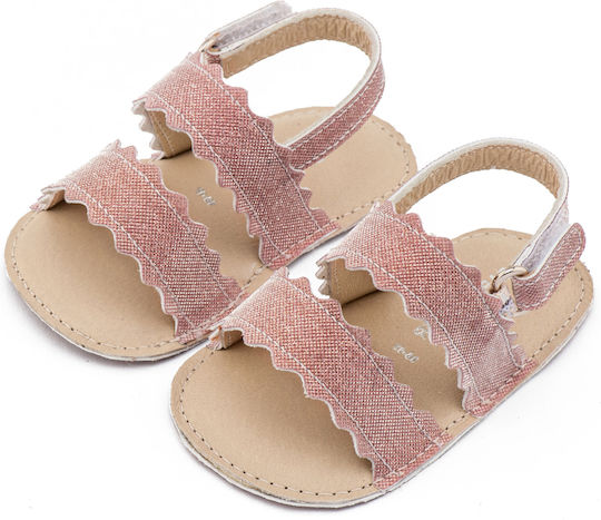 Babywalker Βαπτιστικά Δερμάτινα Πέδιλα Αγκαλιάς Ροζ