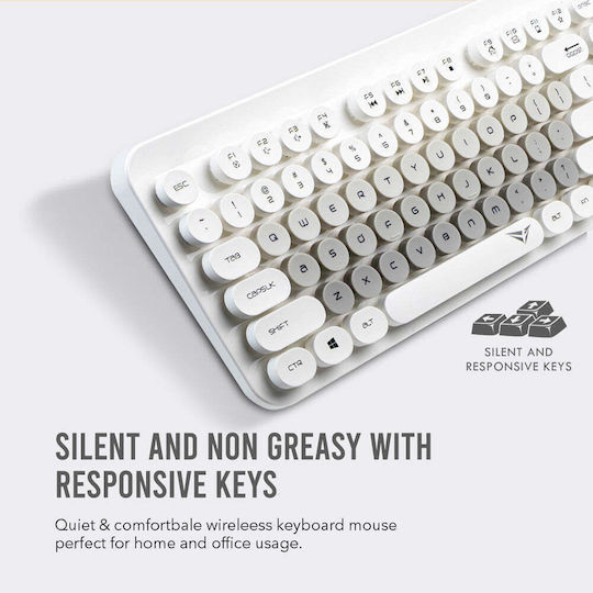Alcatroz Jellybean A5000 Ασύρματο Σετ Πληκτρολόγιο & Ποντίκι Αγγλικό US Λευκό