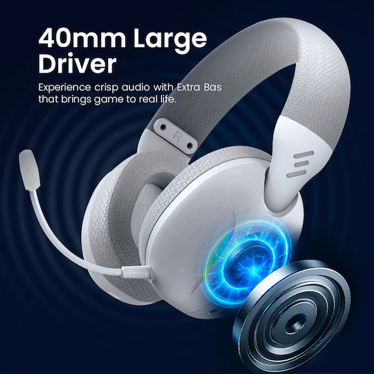 Armaggeddon Trimode Cosmic V Ultraclear Ozone Ασύρματο Over Ear Gaming Headset με σύνδεση Bluetooth / USB Λευκό