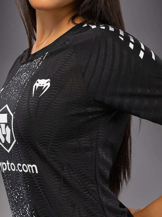 Venum Femei Cu mânecă scurtă Tricou VNMUFC-00485-108 pentru MMA Neagră