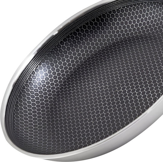 Cheffinger Wok 32cm Cu Strat Tip Fagure Mâner Lung Argintiu