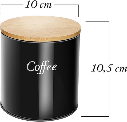 Cheffinger Set 3 Rostfreier Stahl Behälter Bambusdeckel Kaffee Zucker Tee Schwarz Braun
