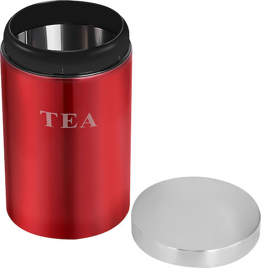 Cheffinger Lot 3 Stainless Steel Boxes Coffee Tea Sugar Airtight Red