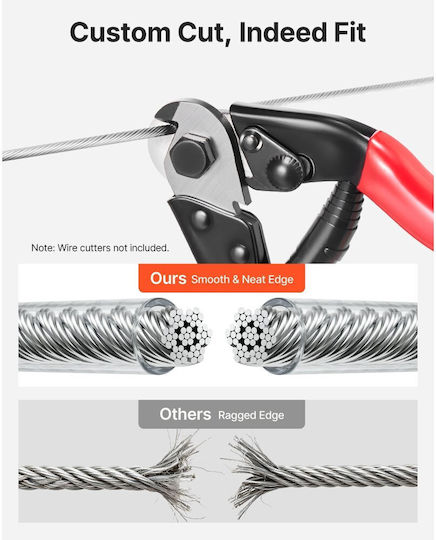 Vevor Wire Rope Kit 3.2 Mm Length 30.5 M Stainless Steel 304 Cable Breaking Strength 2.9 Kn Construction 7 X 7 Strand Steel Cable Deck Railing System Pergola Garden Lighting Series