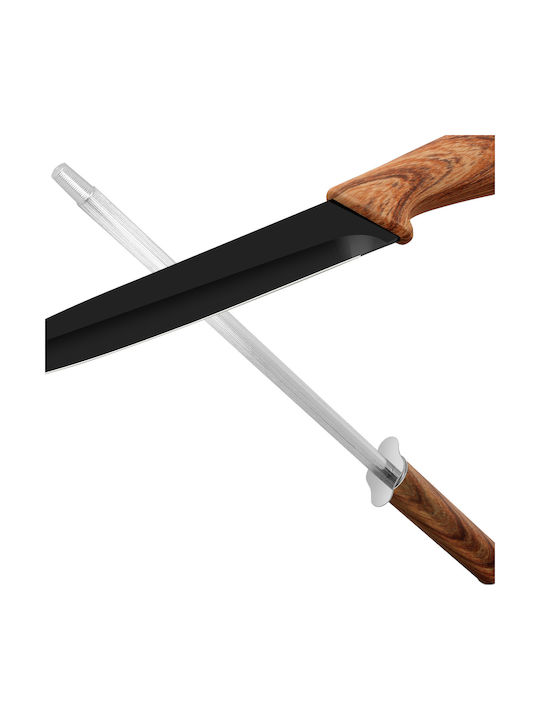 Cheffinger 7-Teiliges Messer Set Mit Holzoptik Griffen Stand Schwarz