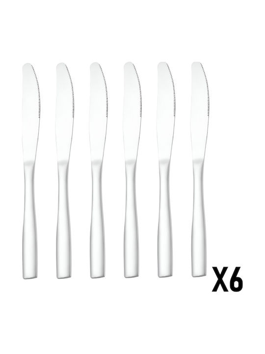 Cheffinger Set 6 Table Knives 23cm In High-strength Stainless Steel Silver