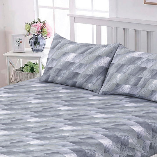 Casa Colori Sheet Super-Double with Elastic 160x200+30cm. Illus Gray